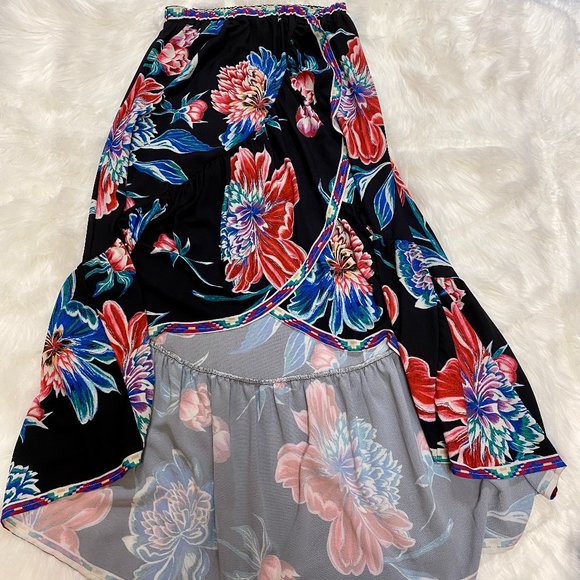 Tropical Floral Flowy High Low Skirt - Picture 1 of 3